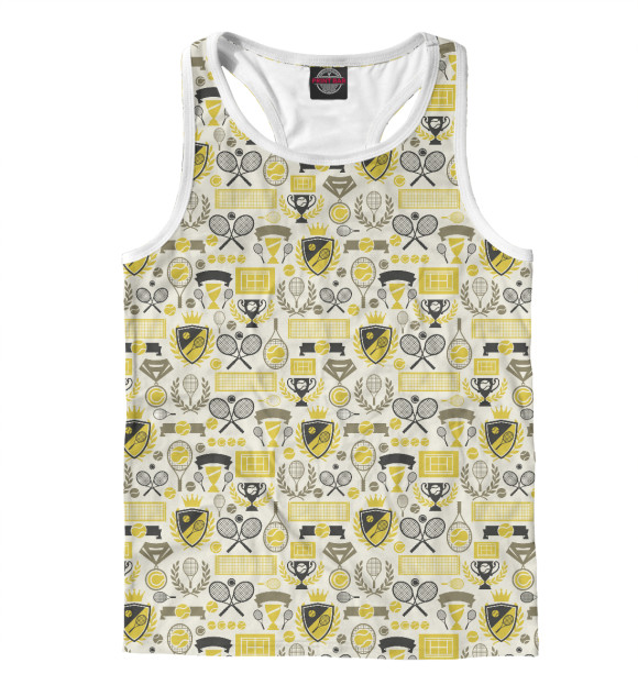 Мужская майка-борцовка с изображением Теннис цвета Белый