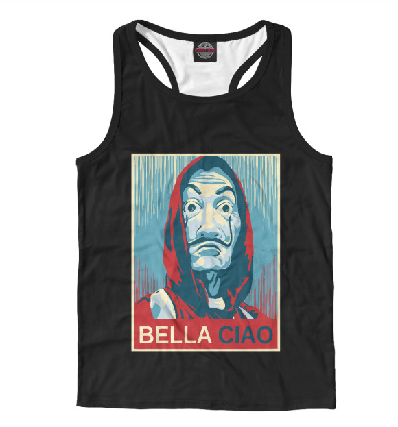 Мужская майка-борцовка с притом Bella Ciao цвета Белый Мужская майка-борцовка с изображением Bella Ciao цвета Белый