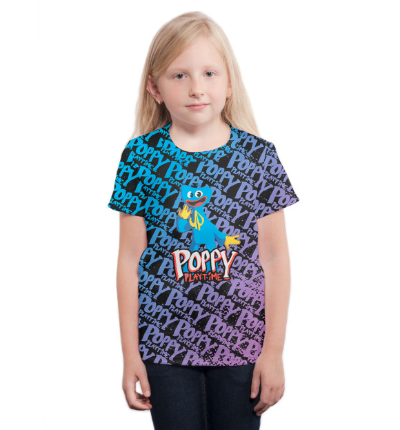 Футболка для девочек с изображением Poppy Playtime цвета Белый