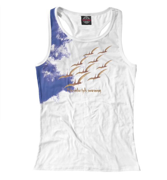 Женская майка-борцовка с изображением Pterodactyls Swarming цвета Белый