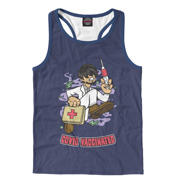 Мужская майка-борцовка с изображением Covid Vaccinated цвета Белый
