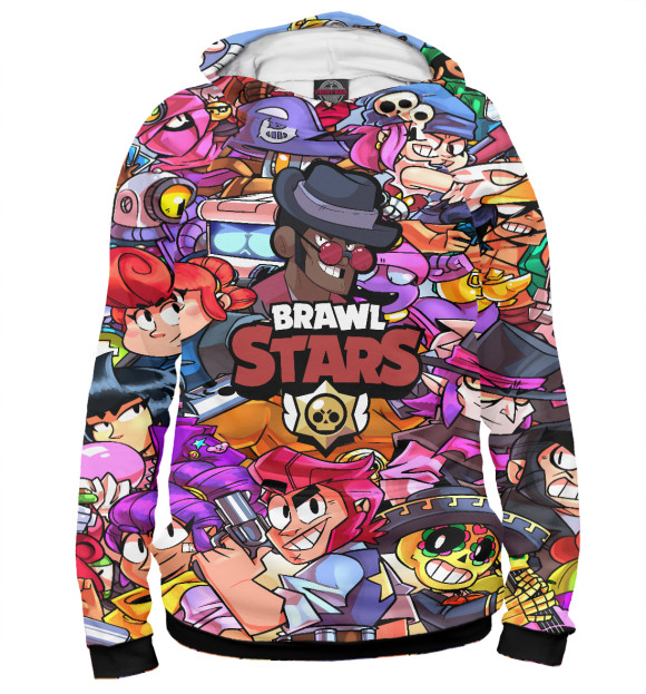 Мужское худи с изображением Brawl Stars BROCK цвета Белый