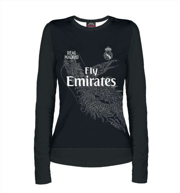 Женский лонгслив с изображением Real Madrid dragon цвета Белый
