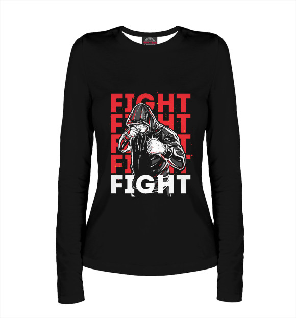 Женский лонгслив с изображением FIGHT цвета Белый