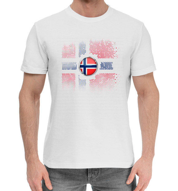 Мужская хлопковая футболка с изображением Флаг Норвегии цвета Белый