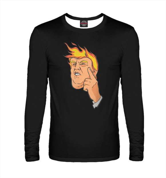 Мужской лонгслив с изображением Trump fire цвета Белый