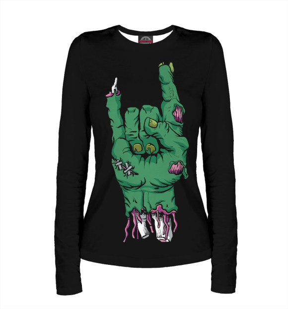 Женский лонгслив с изображением Rock Zombie цвета Белый