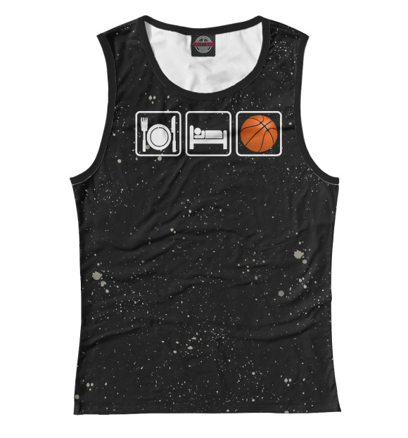 Женская майка с изображением Eat, Sleep, Basketball цвета Белый