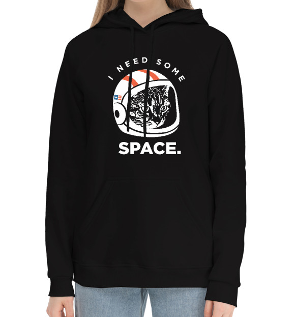 Женский хлопковый худи с изображением Need Some Space цвета Черный