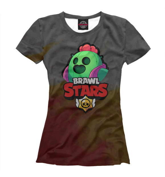 Женская футболка с изображением Brawl Stars: Spike цвета Белый