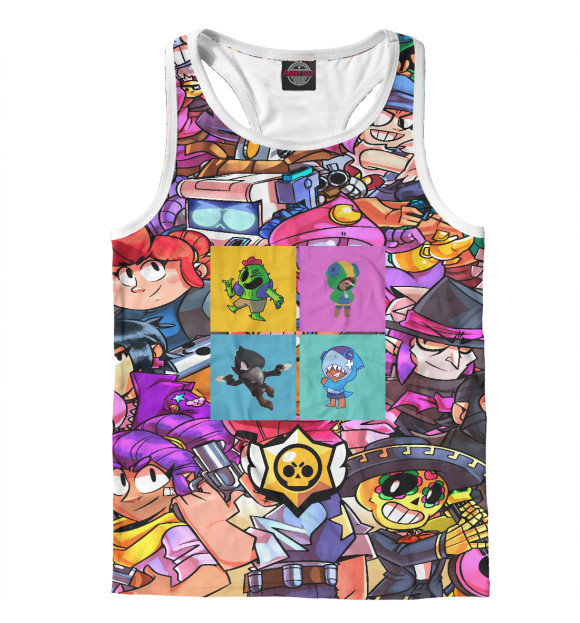 Мужская майка-борцовка с притом Brawl Stars | Бравл Старс 4 цвета Белый Мужская майка-борцовка с изображением Brawl Stars | Бравл Старс 4 цвета Белый