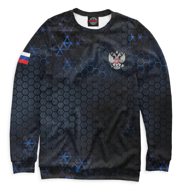 Мужской свитшот с изображением Герб России цвета Белый