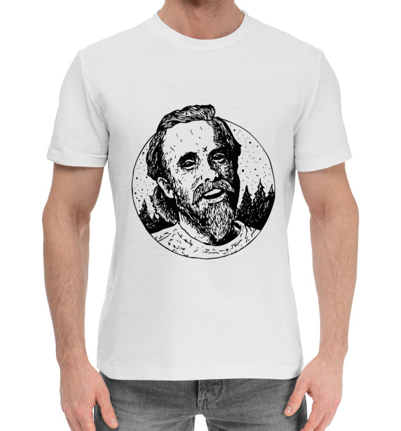 Мужская хлопковая футболка с притом Burzum, Varg Vikernes цвета Белый Мужская хлопковая футболка с изображением Burzum, Varg Vikernes цвета Белый