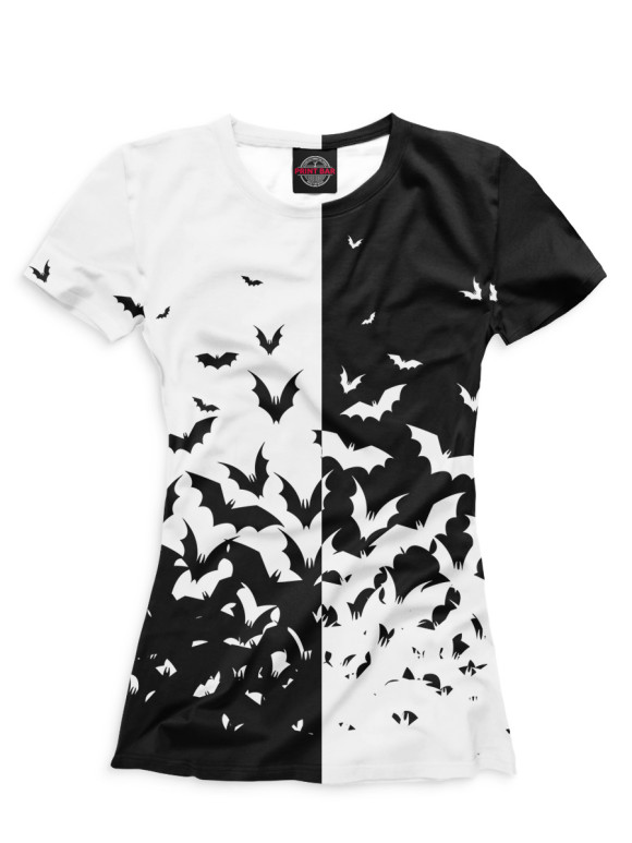 Женская футболка с изображением Летучие мыши цвета Белый