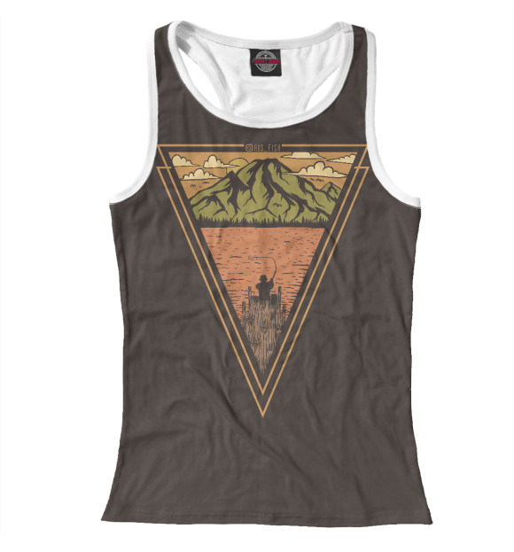 Женская майка-борцовка с изображением Озеро цвета Белый