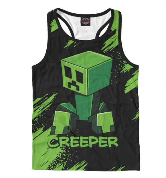 Мужская майка-борцовка с изображением Minecraft цвета Белый