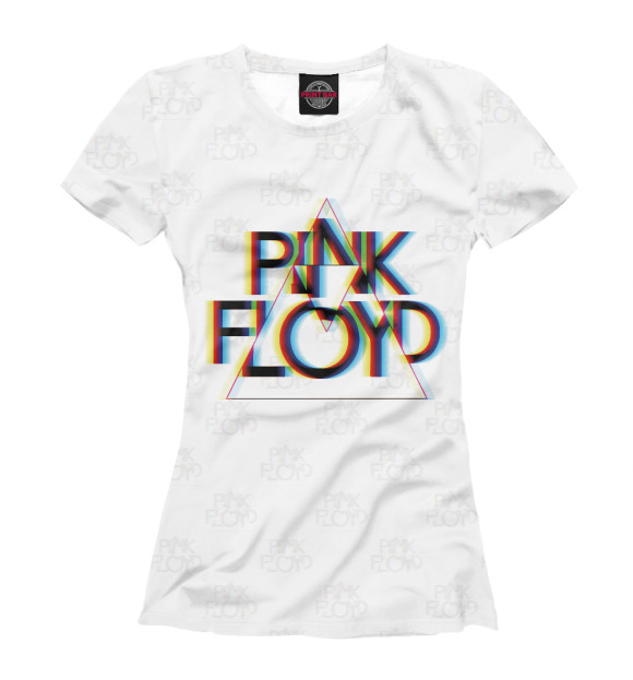 Футболка для девочек с изображением Pink Floyd глитч цвета Белый