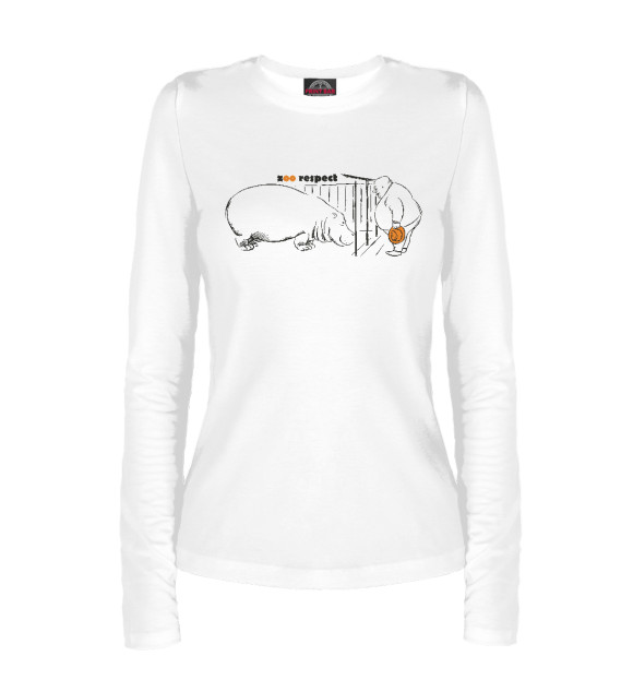 Женский лонгслив с изображением Zoo Respect цвета Белый