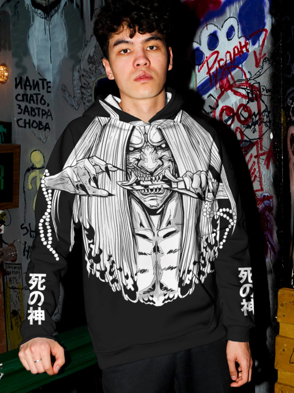 Мужское худи с изображением Монстр цвета Белый