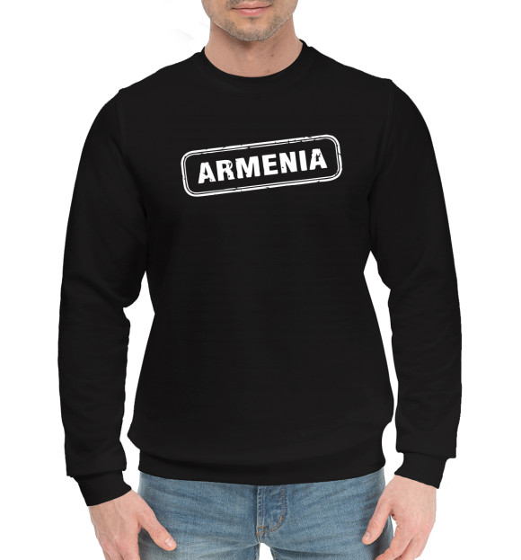 Мужской хлопковый свитшот с изображением Armenia цвета Черный