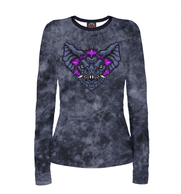 Женский лонгслив с притом X-bat цвета Белый Женский лонгслив с изображением X-bat цвета Белый