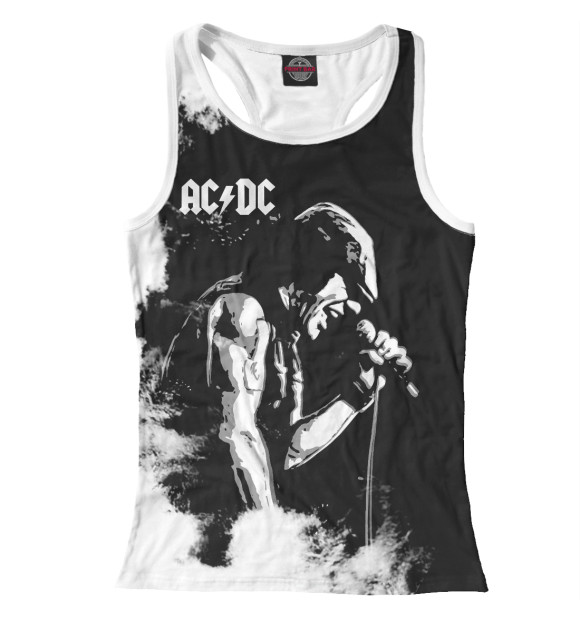 Женская майка-борцовка с изображением AC/DC цвета Белый