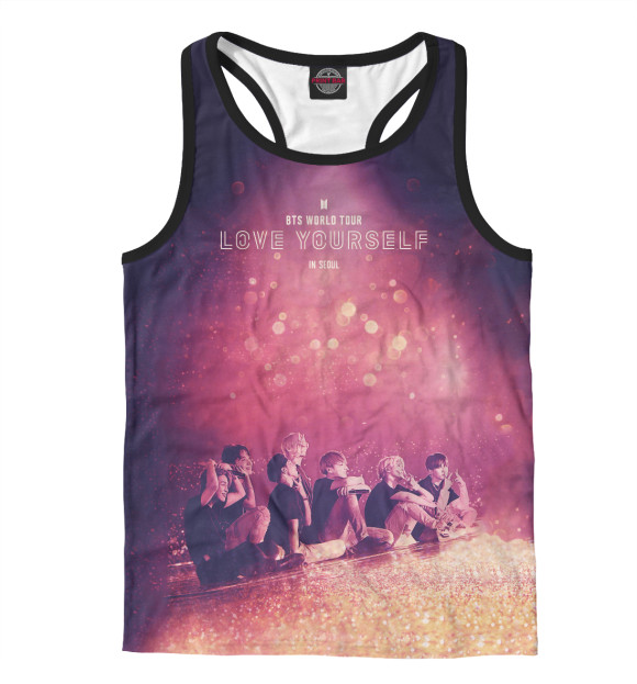 Мужская майка-борцовка с изображением BTS цвета Белый