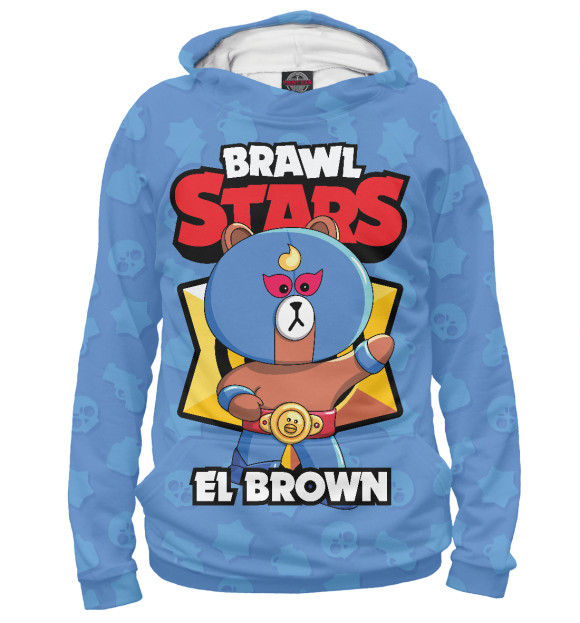 Мужское худи с изображением Brawl stars El Brown цвета Белый