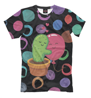 Мужская футболка Влюбленные кактус и шарик