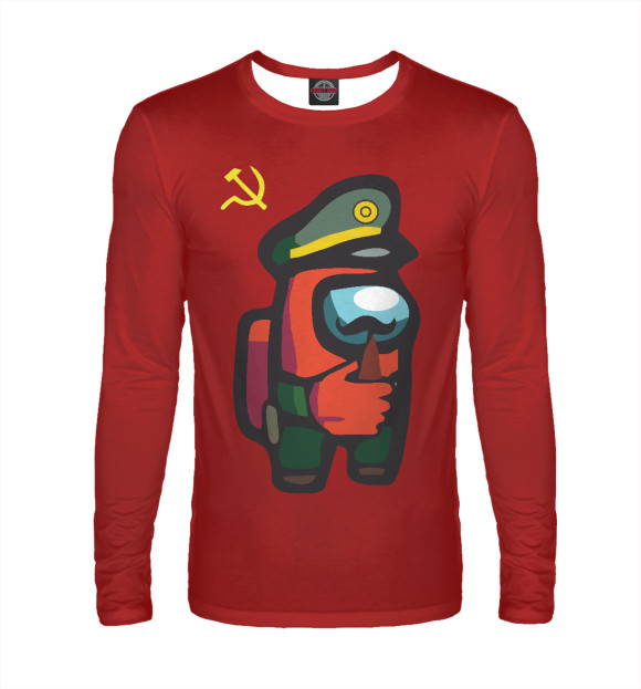 Мужской лонгслив с изображением Among us USSR цвета Белый