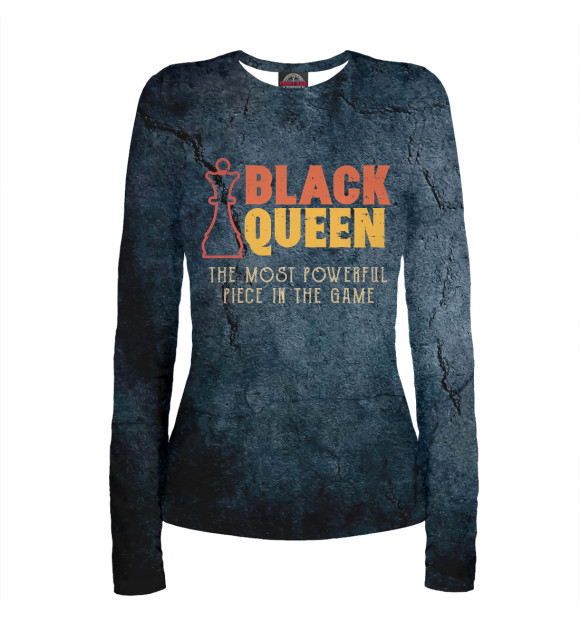 Женский лонгслив с изображением Black Queen цвета Белый