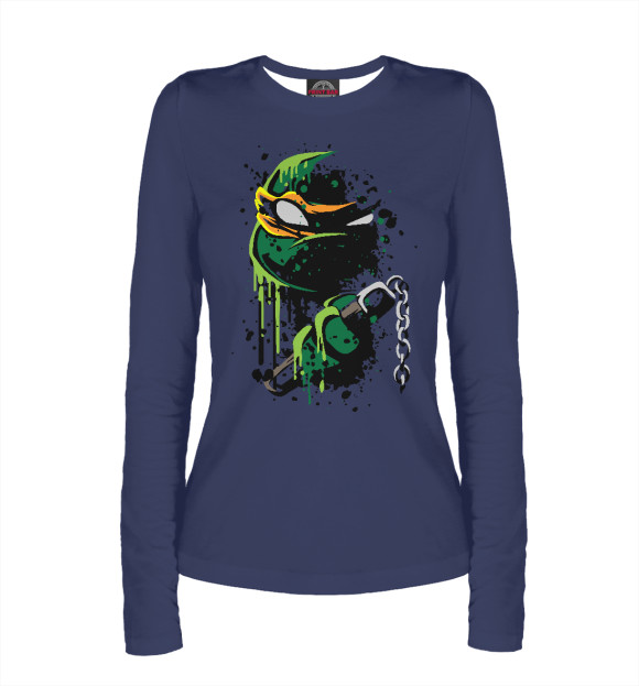 Женский лонгслив с изображением Микеланджело цвета Белый