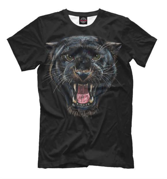 Мужская футболка с изображением Оскал пантеры цвета Белый