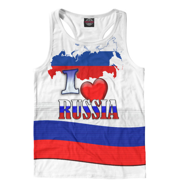 Мужская майка-борцовка с изображением LOVE РОССИЯ цвета Белый