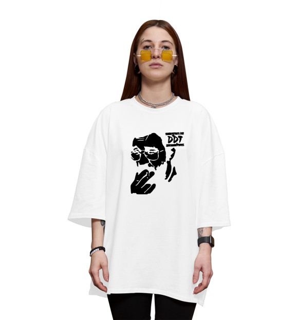 Женская футболка оверсайз с изображением ДДТ Юрий Шевчук цвета Белый