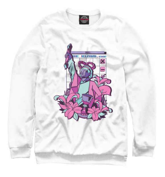 Женский свитшот с изображением Vaporwave Wizard цвета Белый