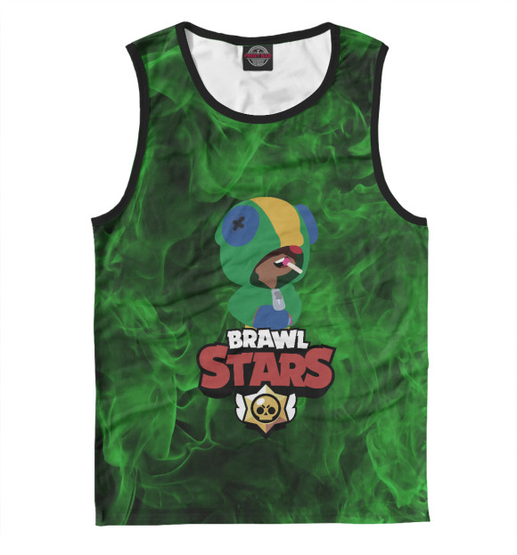 Мужская майка с изображением Brawl Stars:Leon цвета Белый