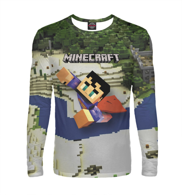 Мужской лонгслив с изображением Minecraft цвета Белый