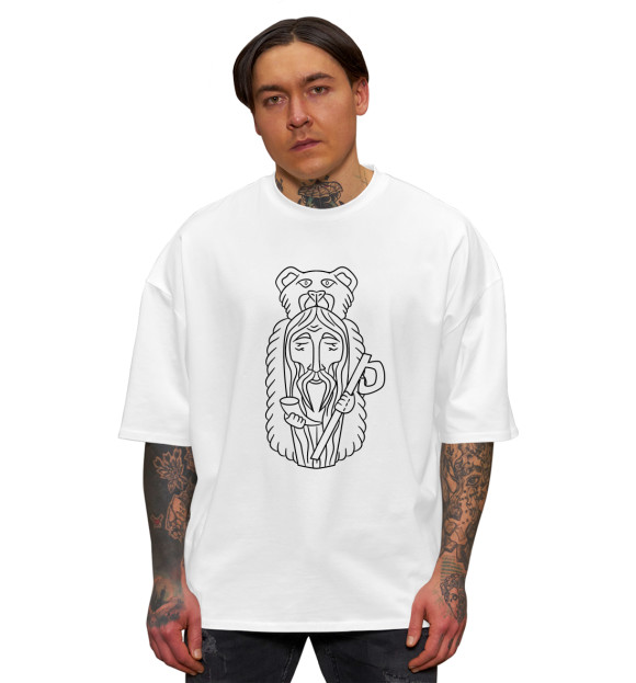 Мужская футболка оверсайз с изображением Велес Бог Мудрости цвета Белый