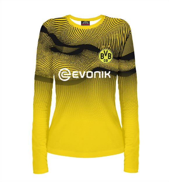 Женский лонгслив с изображением Borussia Dortmund цвета Белый