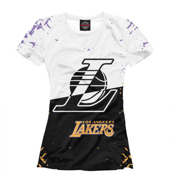 Женская футболка с изображением Los Angeles Lakers цвета Белый