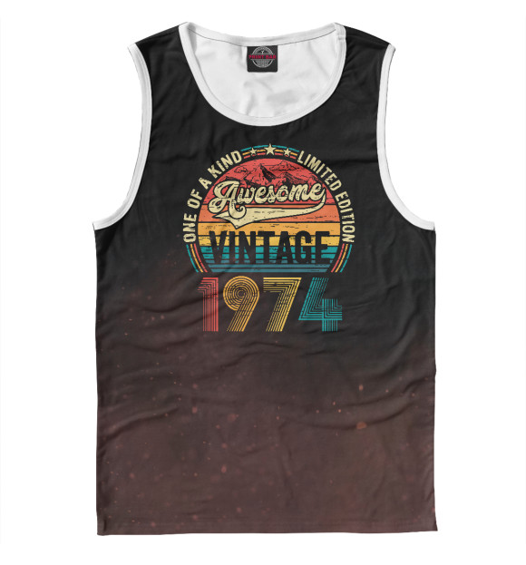Майка для мальчика с изображением Vintage 1974 цвета Белый