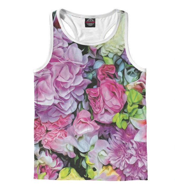 Мужская майка-борцовка с изображением Весенние цветы цвета Белый