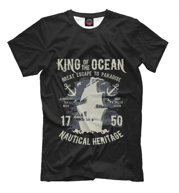 Мужская футболка с изображением Король океана цвета Белый