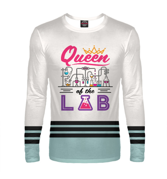 Мужской лонгслив с изображением Queen of the Lab Laboratory цвета Белый