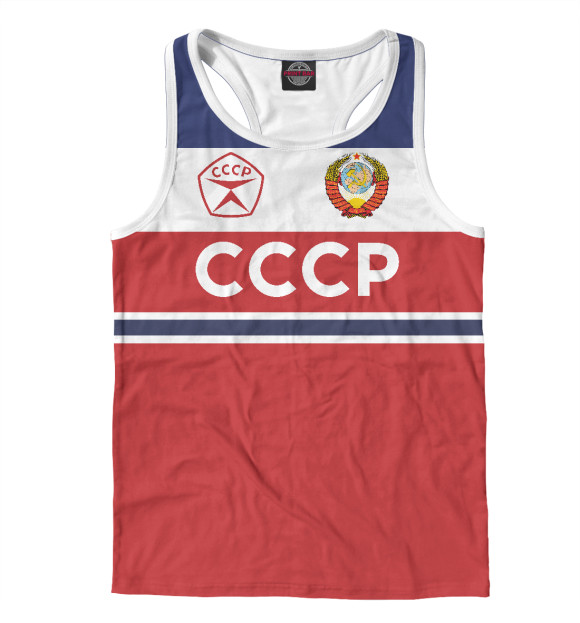 Мужская майка-борцовка с изображением СССР цвета Белый