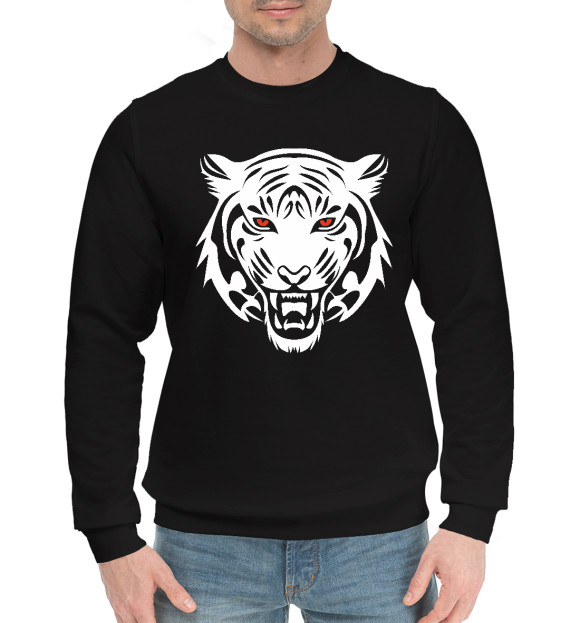 Мужской хлопковый свитшот с изображением Тигр цвета Черный