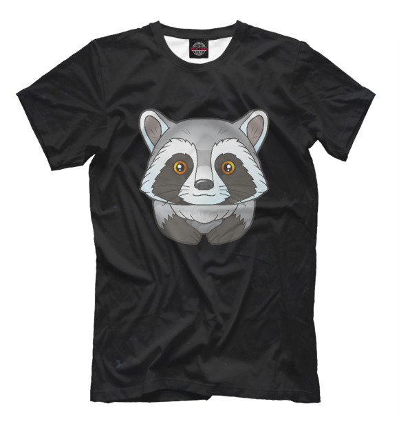Мужская футболка с изображением Little cute raccoon цвета Белый