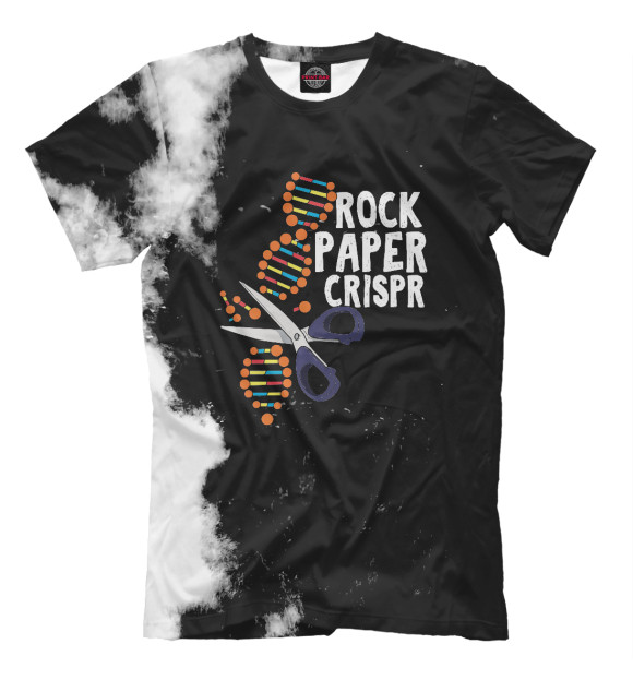 Футболка для мальчиков с изображением Rock Paper Crispr DNA цвета Белый