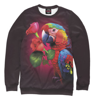 Мужской свитшот Попугай ара с цветами